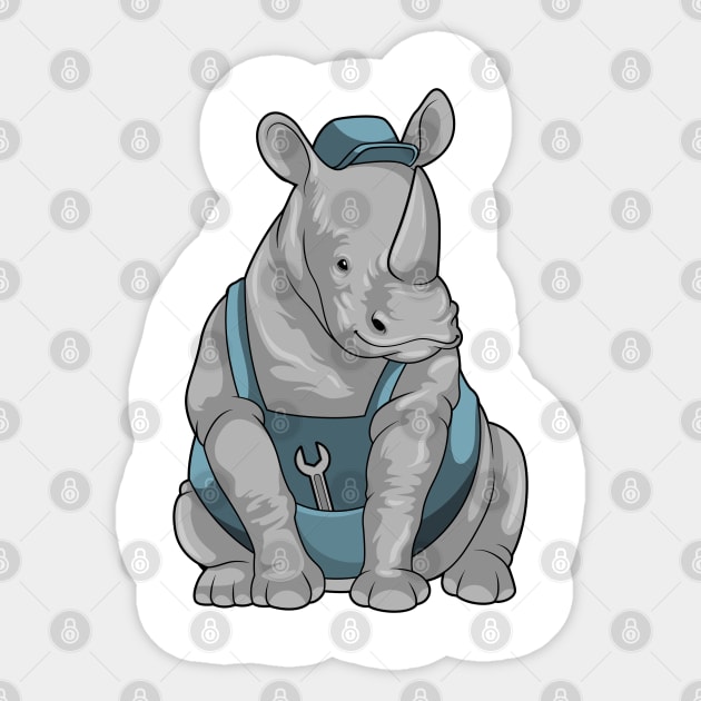 Rhino as Craftsman with Wrench Sticker by Markus Schnabel